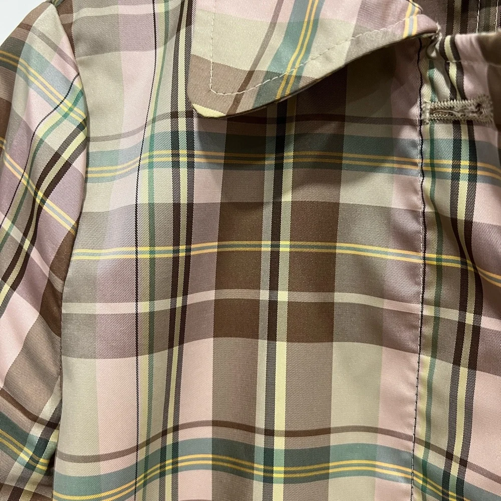 GAP Women's Trench Coat - Brown and Pink Plaid - Picture 4 of 16